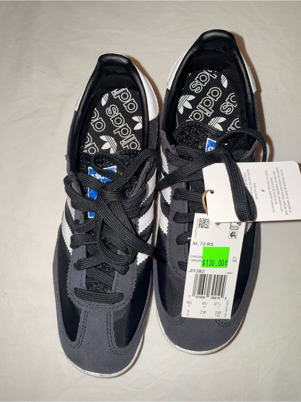 adidas Black and White Trefoil Lined Sneaker Interior
